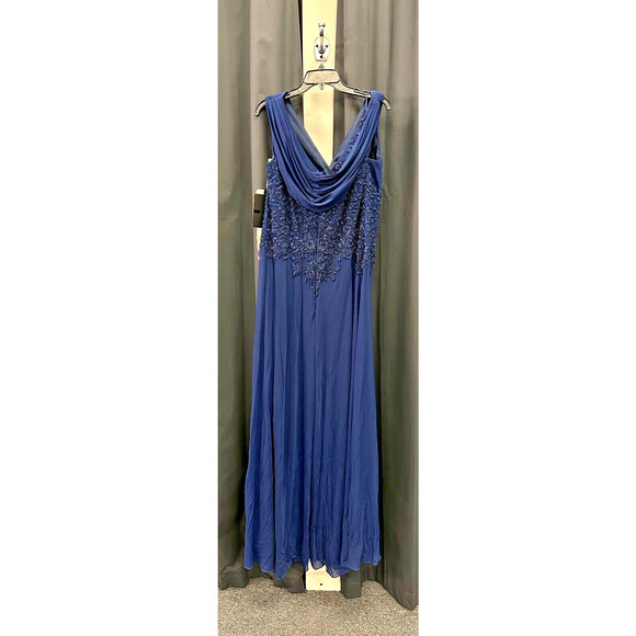 MGNY Madeline Gardner for NY by Mori Lee Dress 72414 Navy Sz. 16 (Sample) - Picture 8 of 9